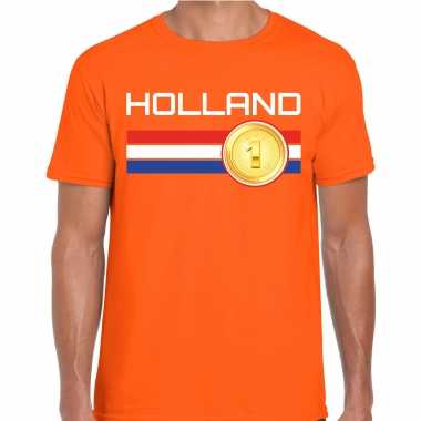 Holland landen t shirt oranje heren