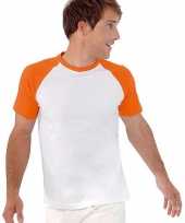 Baseball t shirt wit oranje