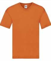 Heren t shirt v hals oranje