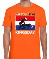 Oranje happy fucking kingsday t shirt heren